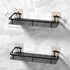 Shower Caddy Bath Shelf 2 Pack Rustproof Bathroom Organizer Adhesive Basket Storage No Drilling Wall Mounted Stainless Steel 2-in-1 Kitchen Spice Racks, Matte Black