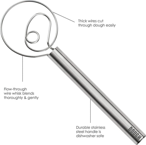 Tovolo Stainless Steel Dough Whisk, 12 Inch