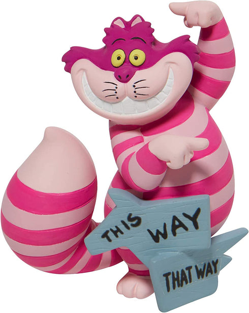 Enesco Alice in Wonderland Disney Showcase Cheshire Cat This Way Miniature Figurine, 3.35 Inch, Multicolor