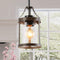 LNC Farmhouse Mini Faux Wood Pendant Lighting with Clear Cylinder Glass Shade for Kitchen Island, Bedroom, Foyer and Entryway , Brown