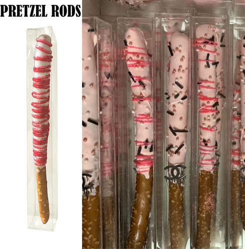 50 Clear Pretzel Rod Boxes, 1 x 1 x 8 Inches Pretzel Boxes