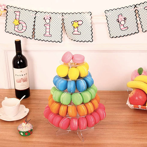 Round Macaron Tower Stand, 6 Tiers Cupcake Holder Stand Cake Display Rack Adjustable Tiers for Wedding Birthday Party Decor