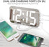 Digital Alarm Clock with 2 USB Charger Ports, LED Mirror Alarm Clocks for Bedrooms Office, Snooze Function, Adjustable Brightness, Bedside Alarm Clocks (White)