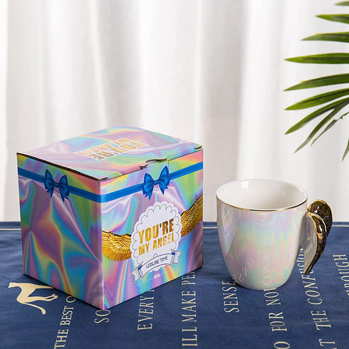 Golden Winged Angel Mug Stylish Novelty Ceramic Mug Gifts Pearlistic Mug /Porcealin Cup Angel gifts for Girl Women,bridesmaid gifts,Mother's Day Gifts Mug