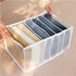 Clothes Organizer, Washable Wardrobe Clothes Organizer,Jeans Compartment Storage Box,Foldable Closet Drawer Organizer Clothes Drawer Mesh Separation Box (2 X jeans with 7 Grids-Large, White)
