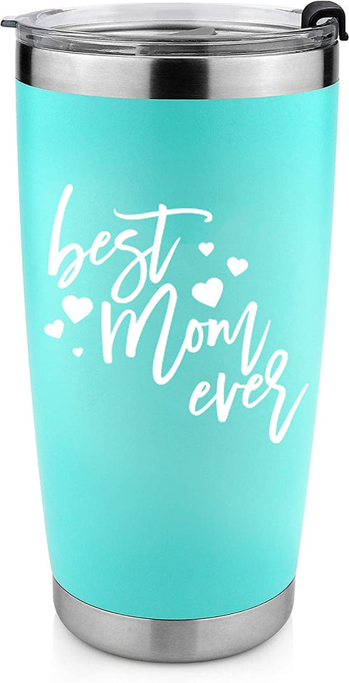 Best Mom Ever-Gift for Mom for Mothers' Day, Birthday, Christmas, From Child, Daughter, Son, Husband-20 Ounce Stainless Steel Tumbler With Spill Proof Lid, Stainless Steel Straw And Cleaning Tool