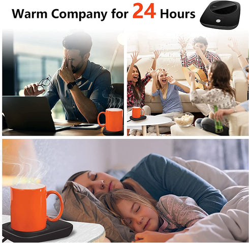 Kerjthu Coffee Mug Warmer, Smart Cup Warmer for Desk with Gravity-Induction & 3-Temperature Control, Black Beverage Warmer for Coffee, Tea, Milk, Tea Warmer Gift for Mother, Father