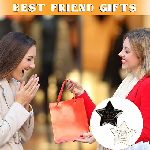 2 Pieces Friend Are Like Stars Tray Long Distance Gift Graduation Trinket Dish Star Shaped Ceramic Ring Jewelry Dish Friendship Inspirational Holder Tray Decorative Jewelry Trinket Trays for Friend