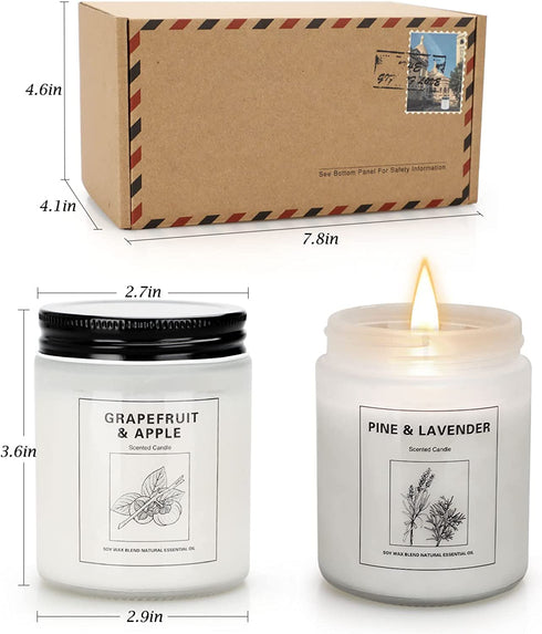 Candles for Home Scented, Lavender Candles Gifts for Women, 2 Pack Soy Candles and 15 Oz Each, 45 to 50 Hours Burning Time, 4 Fragrances Aromatherapy Stress Relief Gifts