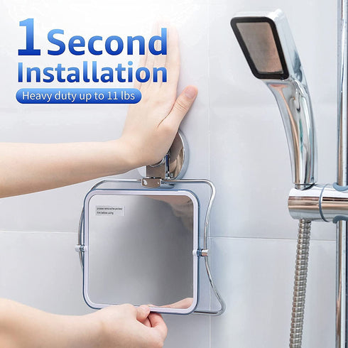 Velmade Shower Mirror Shower Mirror Fogless for Shaving-No Fog Shower Mirror 360 Degree Swivel-Waterproof Large Shower Mirror Rust-Resistant Shower Mirror Fogless for Bathroom-NO Drilling-Chrome