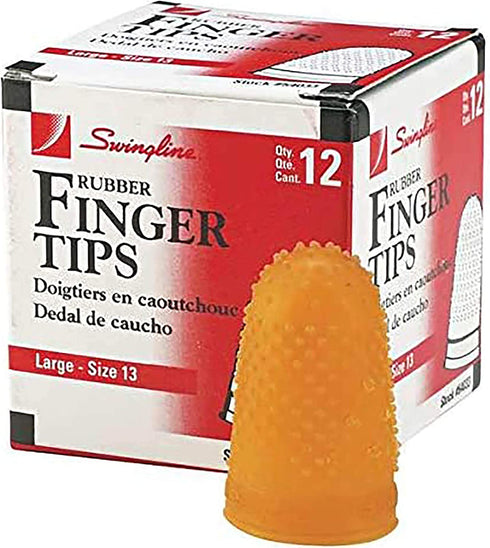 Swingline Rubber Finger Tips, Finger Cots, Large - Size 13, Amber, Finger Protector For Use with Swingline Staples & Swingline Staplers, Home Office Desktop Accessories, 12 Pack (54033)