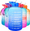 QuiFit Gallon Water Bottle Motivational - with Time Marker & Straw Leak-Proof BPA Free Durable Reusable 128oz Water Jug for Fitness, Gym and Outdoor Sports