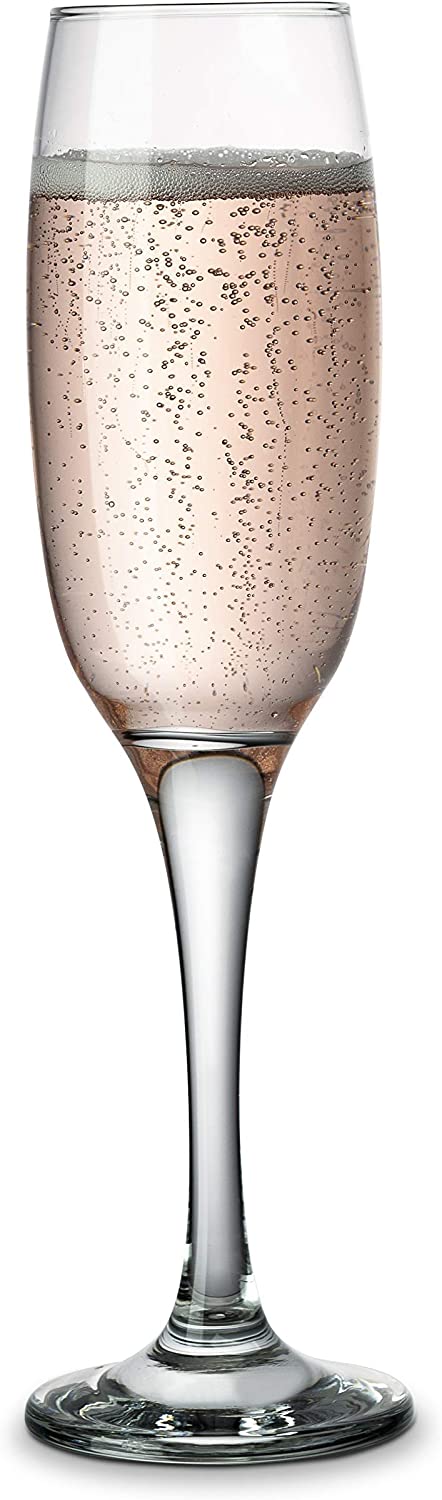 KooK Premium Clear Glass Champagne Flutes, Thin Stem, 7 ounce, Classic Champagne Glasses Pack of 8