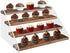 Bcozlux Wood Display Stand, 4 Tier Clear Acrylic Display Shelf Riser Organizer for Vendors, Pop Figures, Cupcakes, Collectibles Storage, Rustic Brown and Black