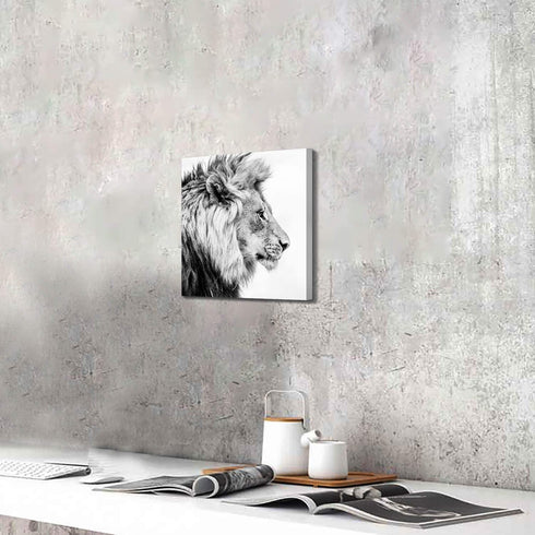 Hardy Gallery Lion Art Wall Decor Picture: Wildlife Portrait Graphic Artwork Print Painting on Wrapped Canvas (12''x12'')