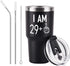29 Plus One Middle Finger Mug Tumbler for Men Women, Funny Turning 30 Years Old Bday Tumbler Idea for Wife Friends Sister Coworker, 30 Oz Stainless Steel Insulated Travel Tumbler, Black