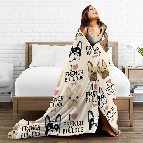 French Bulldog Print Blanket Super Soft Throw Blanket Warm and Cozy Bed Blankets Decorative for Bedroom Sofa 50"X40"