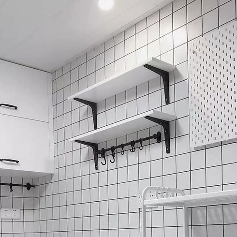 Floating Shelf Brackets,6 x 5 Inch Wall Mounted Industrial Black Metal Shelf Hardware, Shelf Support Angle L Brackets for Shelves,8 Pack