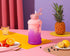 H2O Capsule INSPO Half Gallon Water Bottle with Time Marker and Straw Motivational Hydration Tracker Jug for Daily Intake Big BPA-Free FoodSafe Leakproof Drinking Bottle Handle & Strap, Purple Peach