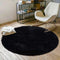 YOH Fluffy Soft Round Area Rugs for Kids Girls Room Princess Castle Plush Shaggy Carpet Cute Circle Furry Nursery Rug for Teen's Bedroom Living Room Home Decor Big Circular Floor Carpet 4'x4' Black