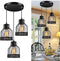 Licperron Pendant Light Fixtures 3-Light, Kitchen Light Fixtures, Edison Metal Caged Vintage Hanging Pendant Fixture for Kitchen Dining Room Bar Hotel, E26 Base