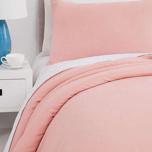 CloverForty Bedding Duvet Cover 3 Pieces Set - Super Soft Double Brushed Light-Weight Microfiber Comforter Cover with Zipper Closure and 2 Pillow Sham, Pink - King 104" X 90"