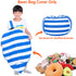 Lukeight Stuffed Animal Storage Bean Bag Chair for Kids, Zipper Storage Bean Bag for Organizing Stuffed Animals, Stripe Bean Bag Chair Cover, (No Beans) Large