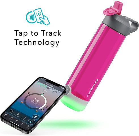 HidrateSpark TAP Smart Water Bottle, Tritan Plastic, Tap to Track Water Intake & Glows to Remind You to Stay Hydrated - Straw - Fruit Punch - 24 Oz¦