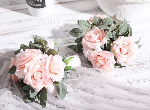 PARTY JOY 4pcs Flower Garland Fake Rose Vine Artificial Flowers Hanging Rose Ivy Hanging Baskets Wedding Arch Garden Background Decor (Pink,4)