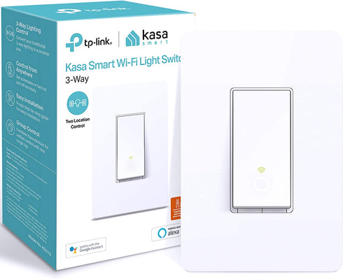 Kasa Smart 3 Way Switch HS210, Needs Neutral Wire, 2.4GHz Wi-Fi Light Switch works with Alexa and Google Home, UL Certified, No Hub Required , white