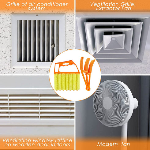 4 Pieces Window Venetian Blind Cleaner Tools 2 Pieces Window Blind Duster Brush and 2 Pieces 7 Finger Duster Brush for Window Air Conditioner Duster Dirt Cleaner (Yellow, Orange)