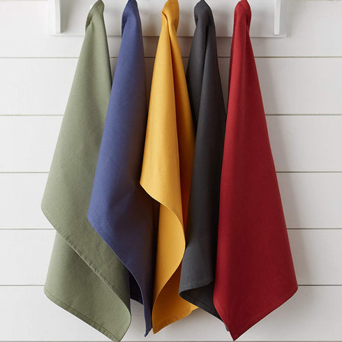 DII Basic Solid Dishtowel Collection Cotton Flat Woven, Small Set, 18x28, Mineral, 6 Piece