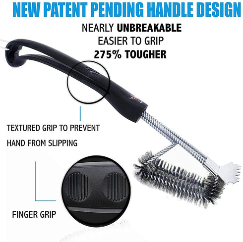 Kona Grill Brush and Scraper - 18" Premium Deep Clean BBQ Accessories Tool, Makes Grill Cleaning Easy - Safe for All Grill Types - Stainless Steel Bristles
