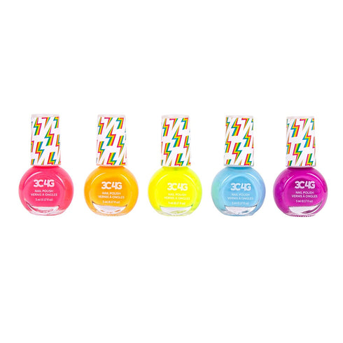 Three Cheers for Girls - Neon Nail Polish Set - Quick Dry Nail Polish for Girls - Includes 5 Neon Colors - Non-Toxic Nail Polish Kit for Kids Ages 8+