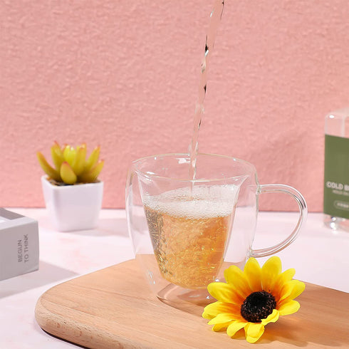 Heart Shaped Tea Cup 240 ml/ 8 Oz Double Walled Insulated Glass Coffee Mug Valentine's Day Clear Tea Cup for Valentine's Day, Anniversary, Wedding, Engagement, Birthday (2)