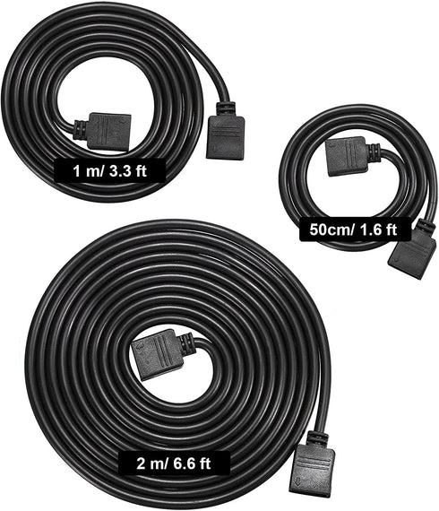 6 Pieces 4 Pin RGB Extension Cable LED Strip Connector Cord Wire Solderless Strip Jumper Cables Kit with 12 Pieces Pin Connector for 5050 3528 RGB LED Strip Light (Black, 1.6 FT, 3.3 FT, 6.6 FT)