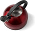 Diamond Home 2.5 Liter Stainless Steel Whistling Tea Kettle - Modern Stainless Steel Whistling Tea Pot for Stovetop with Cool Grip Ergonomic Handle - Red