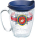 Tervis Marines Pride Tumbler with Wrap and Navy Lid 16oz Mug, Clear