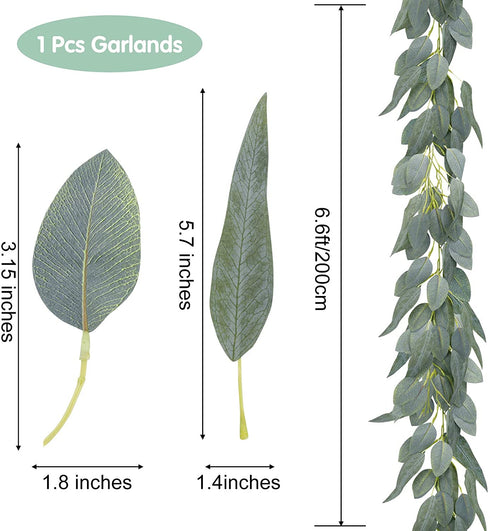 Ageomet 3pcs Artificial Eucalyptus Garland Decor Eucalyptus Vine Greenery with Willow Leaves Faux Spring Eucalyptus Willow Garland for Wedding Room Wall Table Decoration