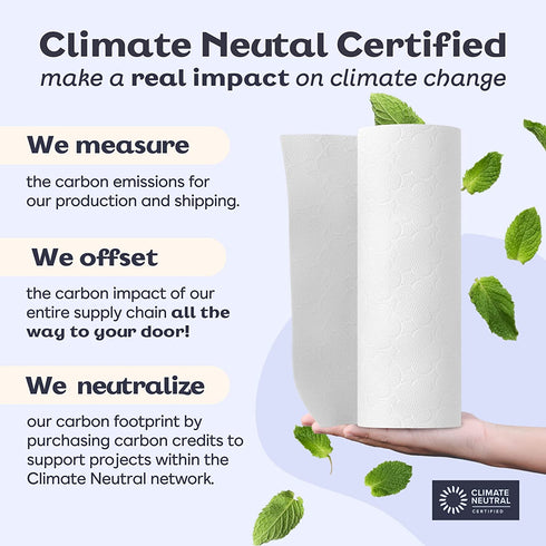 Betterway Bamboo Paper Towels - 6 Rolls, 2 Ply - Plastic Free, Disposable Kitchen Paper Towels - Select Size, Tree Free, Compostable, Strong & Absorbent - Sustainable Product w/ Eco Friendly Packaging