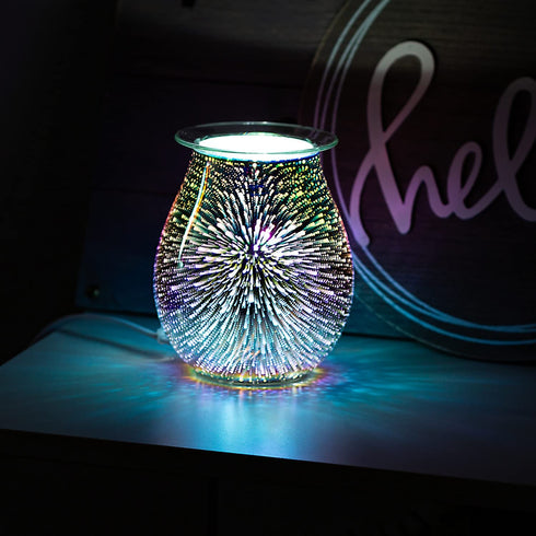 COOSA 3D Glass Electric Wax Melt Warmer Scented Wax Warmer Candle Warmer,Fragrance Night Light,Ideal for Home Office Aromatherapy (2 Warm Light Bulbs Included)