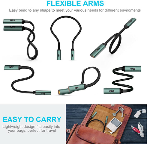 HUNYYN Neck Light, USB Rechargeable LED Reading Light for Book in Bed, 3 Colors Brightness Adjustable Hands Free Hug Light for Reading, Knitting, Crocheting, Camping, Repairing
