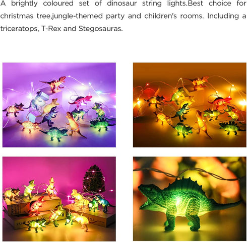 SAKACACT String Lights with Bright Dinosaurs 12LEDS Realistic Looking Dinosaurs Light Children Gift Plastic Toy Super Fun Dino Lights 8Mode with Remote Control
