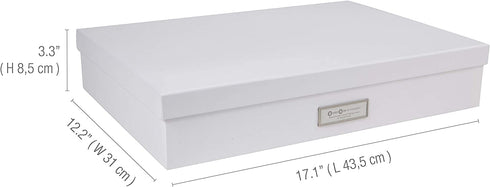 Bigso Sverker Fiberboard Legal/Art Storage Box, 3.3 x 17.1 x 12.2 in, White