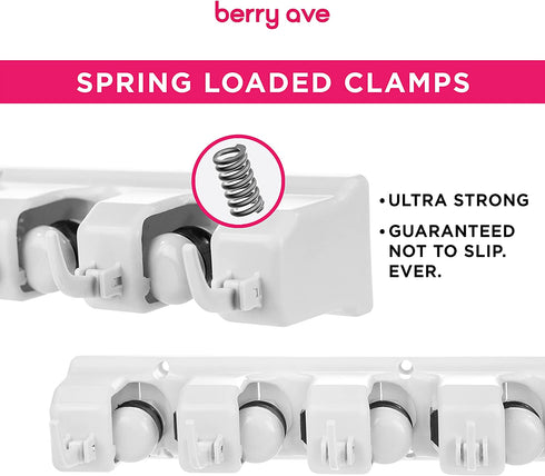 Berry Ave Broom Holder and Garden Tool Organizer Rake or Mop Handles Up to 1.25-Inches (White, 1pk)