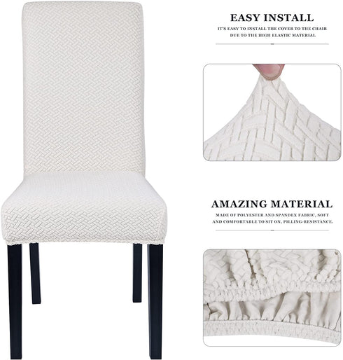 SearchI Dining Room Chair Covers Soft Stretch Removable Kitchen Parson Chair Slipcovers Set of 6 Chair Seat Protective Covers for Dining Room, Wedding, Banquet, Party, Decoration