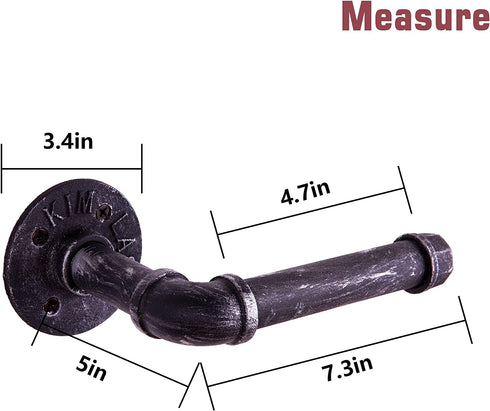 Sansnow Rustic Industrial Pipe Toilet Paper Holder, Heavy Duty DIY Style, Wall Mounted Kit, Modern Chic Electroplated Black Iron Finish, Iron
