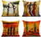 Artsocket Set of 4 Linen Throw Pillow Covers Oil Painting African Women Decorative Pillow Cases Home Decor Square 18x18 inches Pillowcases