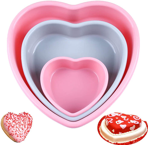 3 Pieces Heart Shaped Baking Pans?Heart Layered Cake Silicone Molds, Cake Pans for Baking, Non-Stick Heart Cake Pan Set for Layer Cake, Cheese Cake and Rainbow Cake Sold by Rhoxshy