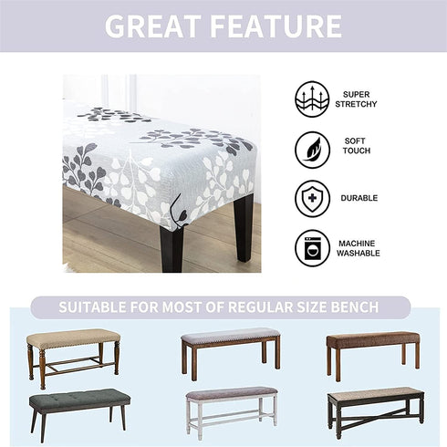 CRFATOP Dining Bench Cover Printed Bench Seat Cushion Slipcovers Stretch Upholstered Bench Slipcover Removable Washable Dining Chair Slipcovers for Bedroom Living Room,17